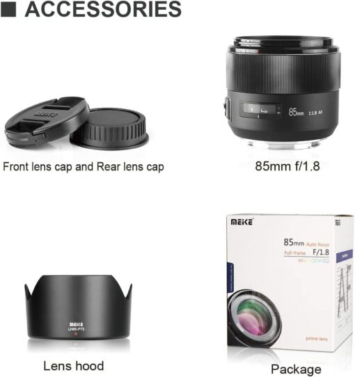 Meike 85 mm f1.8 téléobjectif à mise au point automatique plein cadre à grande ouverture pour appareil photo reflex numérique à monture Canon EOS EF – Image 2