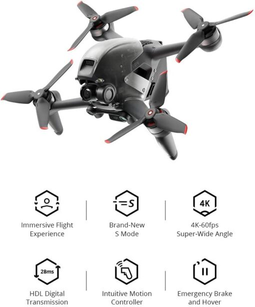 DJI FPV Combo- First-Person View Drone, Quadcopter, 4k Vidéo, FOV 150º, Expérience de Vol FPV Immersive, Transmission Vidéo HD à Faible Latence, – Image 4