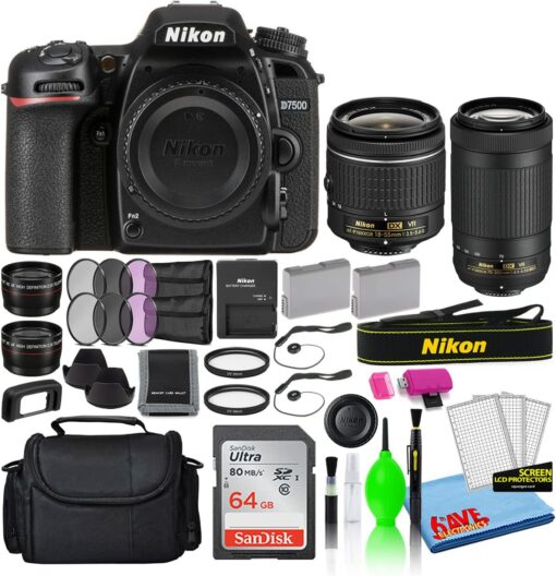 Appareil photo numérique Nikon D7500 20,9 MP DSLR avec objectifs 18-55 mm et 70-300 mm (13543)