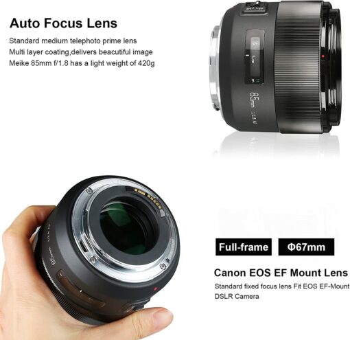 Meike 85 mm f1.8 téléobjectif à mise au point automatique plein cadre à grande ouverture pour appareil photo reflex numérique à monture Canon EOS EF – Image 6