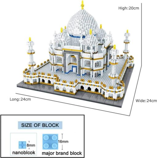 Taj Mahal World Famous Landmark 3900+pcs Nano Mini Blocs de Construction Kits Enfant Construction Bricolage Jouet Éducatif Cadeaux – Image 3