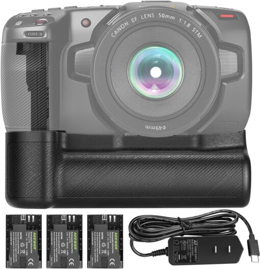 Neewer HM Battery Grip Compatible avec Blackmagic Pocket Cinema Camera 6K 4K avec Adaptateur Secteur Type-C