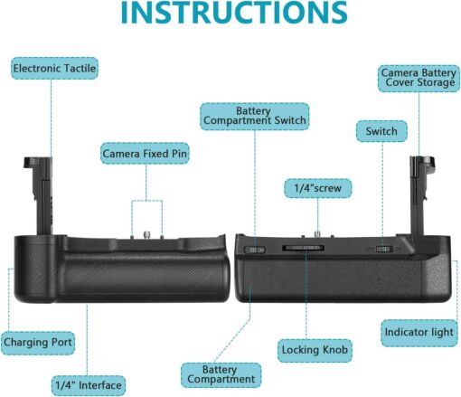 Neewer HM Battery Grip Compatible avec Blackmagic Pocket Cinema Camera 6K 4K avec Adaptateur Secteur Type-C – Image 4