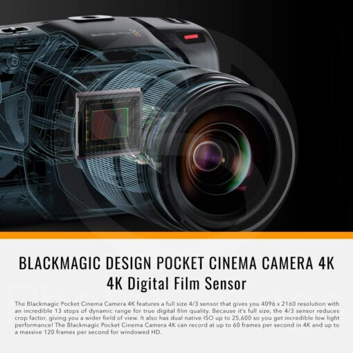 Blackmagic Design Pocket Cinema Camera 4K (CINECAMPOCHDMFT4K) avec support Micro Four Third – Image 3