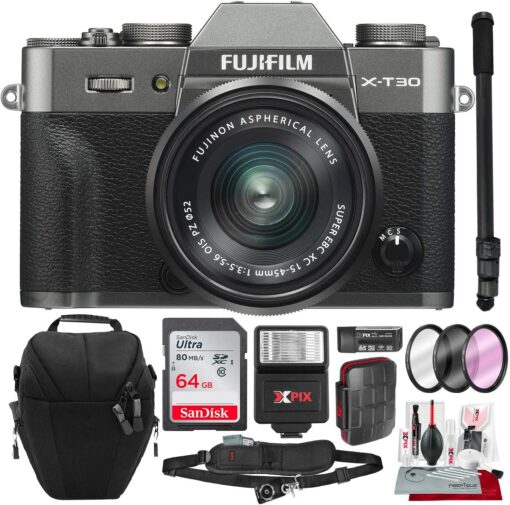 Appareil photo numérique sans miroir Fujifilm X-T30 4K Wi-Fi avec kit d'objectif XC 15-45 mm