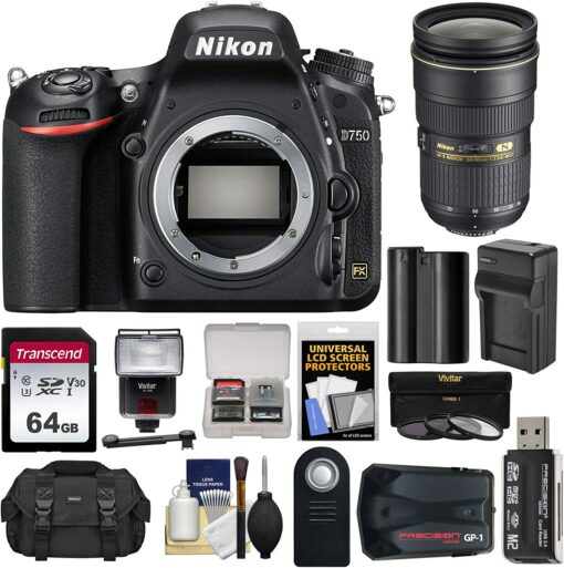 Appareil photo reflex numérique Nikon D750 avec objectif 24-70 mm f/2,8 + carte 64 Go +