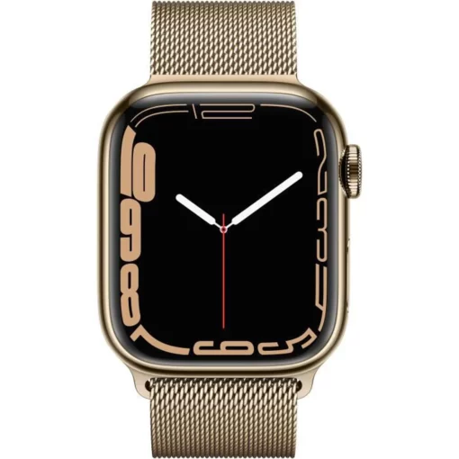 Apple Watch Series 7 GPS + Cellular - 41mm - Boîtier Gold Stainless Steel - Bracelet Gold Milanese Loop