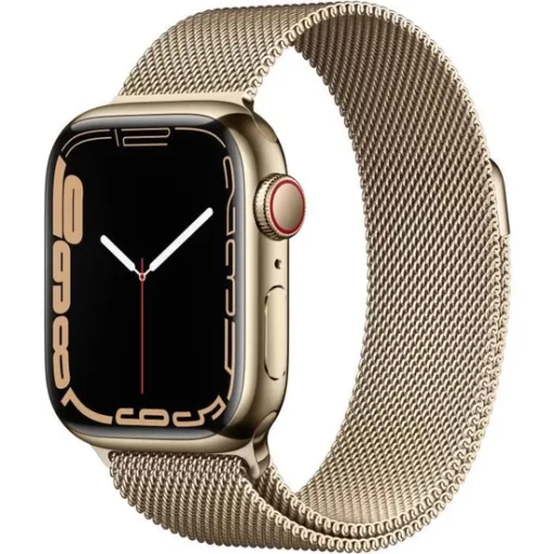 Apple Watch Series 7 GPS + Cellular - 41mm - Boîtier Gold Stainless Steel - Bracelet Gold Milanese Loop – Image 3