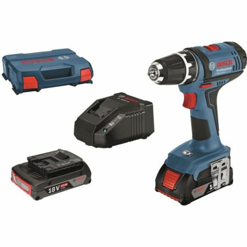 Perceuse visseuse Bosch Professional - GSR 18-2-LI (2 batteries de 2,0 Ah, chargeur GAL 18 V-20, L-Case)