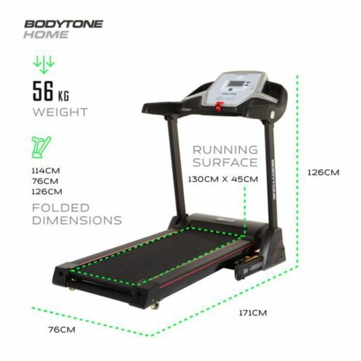 Tapis de course - Pliable - Inclinaison 3 positions - Ecran LED - 12 Programmes - 14 km/h - BODYTONE - DT14 – Image 2