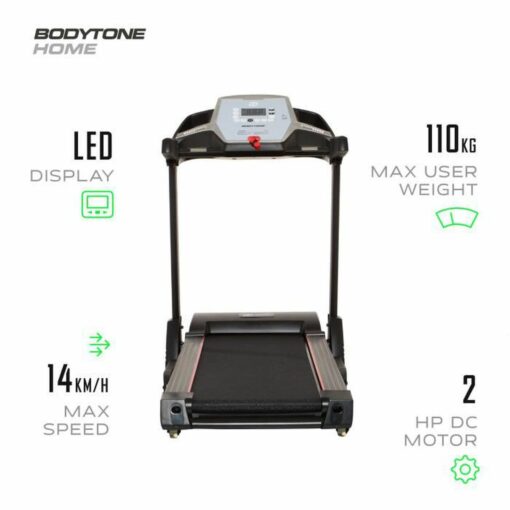 Tapis de course - Pliable - Inclinaison 3 positions - Ecran LED - 12 Programmes - 14 km/h - BODYTONE - DT14 – Image 3