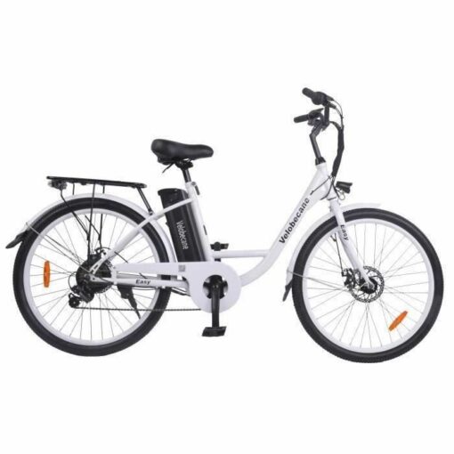 Vélo électrique - VELOBECANE - 26" - 7 vitesses - Freins à disque - Autonomie 40km - Blanc